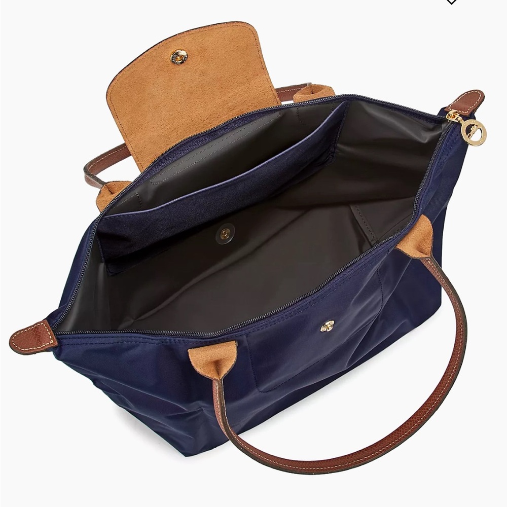 Longchamp Medium Le Pliage Nylon Shoulder Tote Navy or Black and Paper - Picture 3 of 16